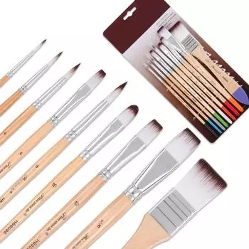 9 шт./набор кистей для рисования акварелью с деревянной ручкой для художников, студентов и мастеров чёрный