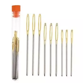 9 шт., набор прозрачных бутылочек с иглами, тупая головка, золото, серебро, набор игл для свитера, набор игл для свитера 1 PC серебряный