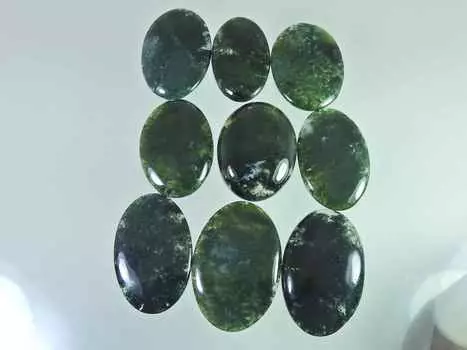 9 шт. натуральный зеленый моховой агат овальной формы кабошон драгоценный камень россыпью 39-45 мм RQ-2268