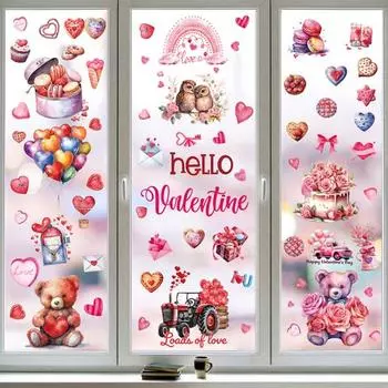 9 шт., неклейкие липкие наклейки на день святого Валентина, двухсторонние съемные электростатические наклейки в форме сердца любви