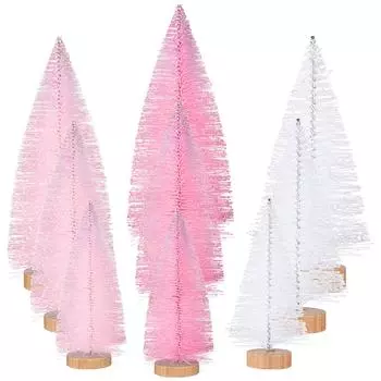 9 шт. новогодняя елка своими руками пластиковые сизальные деревья елочки для бутылок миниатюрные снежные инейные пихты с деревянной основой для поделок своими руками искусственные 1