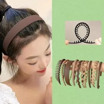 9 шт., обруч для волос, нескользящий дизайн, головной убор с зубцами, фиксация прически, пластиковая заколка для волос, зажим для челки для женщин и девочек, повязка на голову, головные уборы для мытья лица