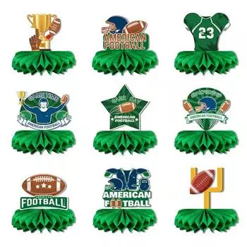 9 шт., орнамент для игры в американский футбол, сотовый мяч, яркий цвет, домашний офис, настольное украшение для вечеринки, тематическая фигурка в регби, подарок для футбольных фанатов