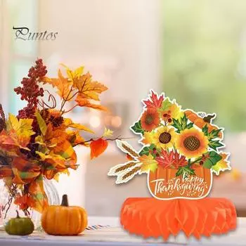9 шт. Осенняя тыква в виде сот, центральный элемент, тыква на День благодарения, индейка, утка, фрукты, настольные украшения, украшения для осеннего урожая 1 Set