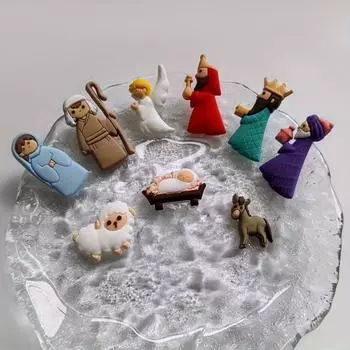 9 шт./пакет DIY Подарочная нашивка на холодильник Симпатичная ПВХ Мини Статуэтка Рождественские DIY Аксессуары 9pcs/bag