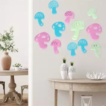 9 шт./пакет, светящиеся наклейки, трехмерные декоративные пластиковые самоклеящиеся флуоресцентные наклейки для растений, принадлежности для детского сада