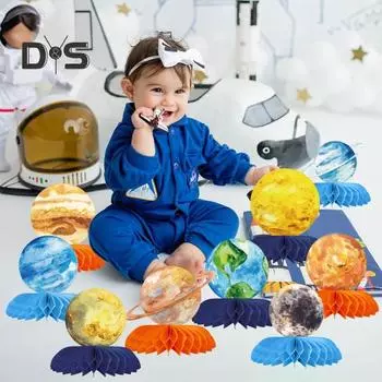 9 шт. Планета в форме сот, центральные украшения для стола в стиле космической солнечной системы, бумажные соты для дня рождения детей 9pcs