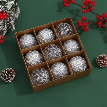 9 шт. Пластиковые рождественские подвесные шары 8 см елочные украшения для дома новогодние украшения серебряный