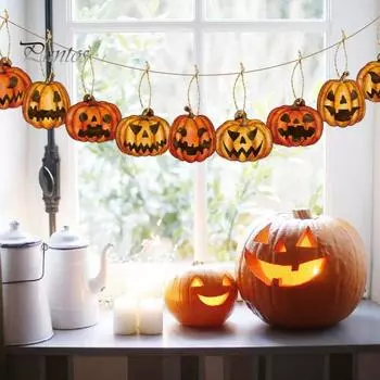 9 шт. подвеска в виде тыквы на Хэллоуин, реалистичный 3D визуальный эффект, легко повесить, создает праздничную атмосферу, елочные украшения 9pcs
