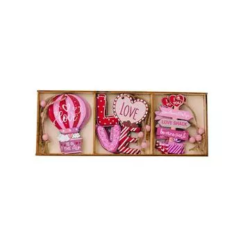 9 шт. Подвески на День святого Валентина Деревянное праздничное украшение Любовь Цветок Валентинки Украшения День святого Валентина Декоративный кулон в виде любовного конверта