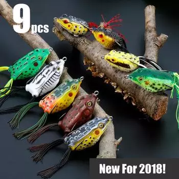 9 шт. приманка для ловли лягушек Topwater в красивой коробке в подарок (9 шт. смешанные) 9PCS