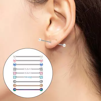 9 шт. промышленных сережек-штанг для пирсинга хряща 38 мм