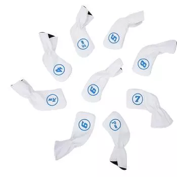 9 шт. PU кожа водонепроницаемый утолщенный плюшевый чехол для клюшки для гольфа Iron Club Headcovers Аксессуар Белый белый