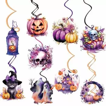 9 шт. реквизит для вечеринки в честь Хэллоуина в виде кошки, красочные бумажные подвески для праздника на Хэллоуин, украшения для фестиваля hanging ornaments