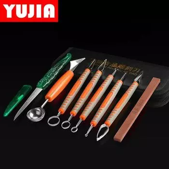 9 шт. резной нож шеф-повара, специальный инструмент для резьбы по фруктам и овощам, кухонный нож для еды, фруктов и овощей, мастер-нож оранжевый