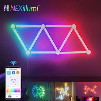 9 шт. RGBIC светодиодных настенных светильников с синхронизацией музыки, многоцветная модульная лампа, 16 миллионов цветов, 5 В, управление через приложение USB для игрового домашнего офиса USB Cable