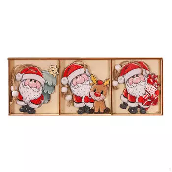 9 шт. Рождественские деревянные подвесные украшения с отверстиями подвеска для поделки на стену 6.5cmx8.5cm