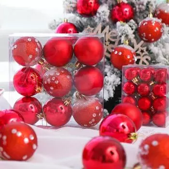 9 шт., рождественские шары, орнамент, небьющиеся, 6 см, пластиковый шар с цветным принтом для праздничной вечеринки, макет сцены, рождественская елка, подвесное украшение кофейный
