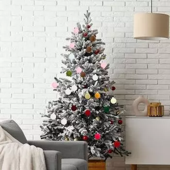 9 шт. Рождественские шары, украшения, небьющиеся, флокированные, круглые, пластиковые, подвесные шары для украшения дома на рождественскую елку A