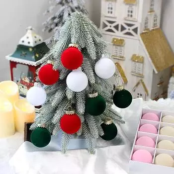 9 шт. Рождественские шары, украшения, небьющиеся, флокированные, круглые, пластиковые, подвесные шары для рождественской елки E