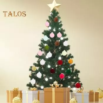 9 шт. Рождественские шары, украшения, небьющиеся, флокированные, круглые, пластиковые, подвесные шары для украшения дома на рождественскую елку C