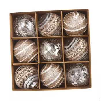 9 шт. Рождественские шары, украшения, подвесное украшение на елку, 8 см, праздник с петлей Style A