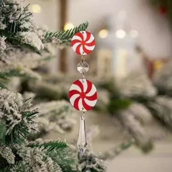 9 шт. Рождественские украшения из конфет, красные и белые круглые подвесные украшения из конфет, рождественские подвески из конфет для домашней вечеринки на рождественской елке A