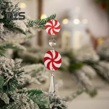 9 шт. Рождественские украшения из конфет, красные и белые круглые подвесные украшения из конфет, рождественские подвески из конфет для домашней вечеринки на рождественской елке A