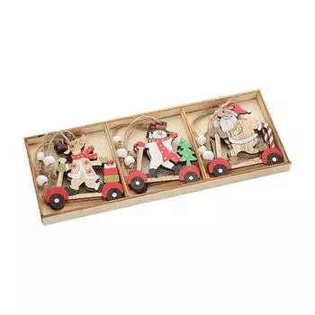 9 шт. Рождественский декор для елки Деревянная подвеска Санта Клаус Снеговик Подвесные украшения