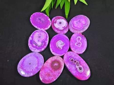 9 шт. розовых солнечных друз овальной формы кабошон драгоценных камней россыпью 358 карат. 32-36MM RQ-2743