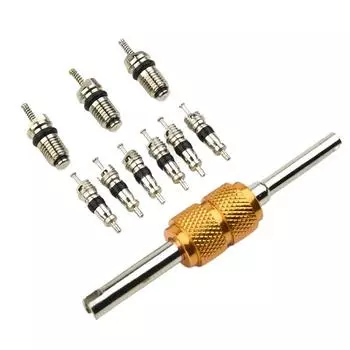 9 шт. сердечник клапана автомобильного кондиционера R134A + 1 шт. инструмент для снятия для системы A/C Mall/Big инструмент для сердечника клапана кондиционера