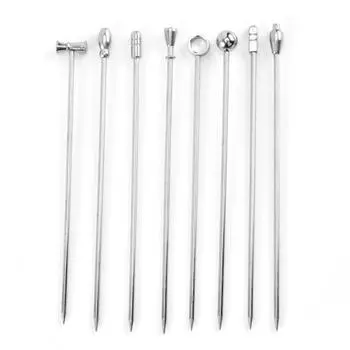 9 шт. Шпажки для коктейлей из нержавеющей стали, многоразовые палочки для мартини и фруктов, металлические зубочистки для вечеринки, кухни, KTV, свадьбы 1 Set