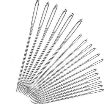 9 шт. швейные иглы с большим ушком, спицы для вышивки крестом, нитки для вышивки по коже, швейные принадлежности