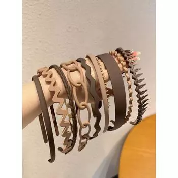 9 шт. случайная подходящая повязка на голову Повязка на голову Женская заколка для пресса для лица с челкой Сломанная повязка на голову Зубчатая нескользящая повязка на голову Новый стиль Size fits all