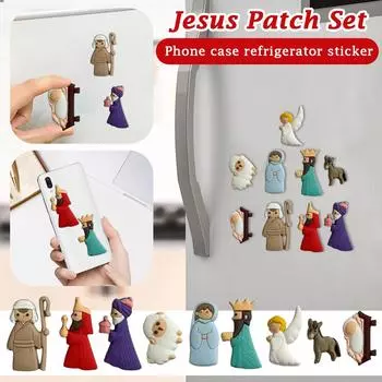 9 шт. Статуэтка в виде рождественской сцены, новинка, пуговица, плоская задняя часть, подвеска, украшения для украшений, аксессуары One Size белый