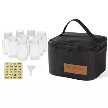 9 шт., сумка для хранения специй для кемпинга, портативная разделяемая сумка для хранения, 100 мл, бутылка с жидкостью/фильтром для дома, кухни, кемпинга, барбекю, путешествий 9 piece set