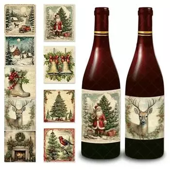 9 шт. Веселые рождественские этикетки для бутылок вина наклейки для рождественской вечеринки украшения новогодний подарок на Новый год Навидад самоклеящиеся наклейки принадлежности as shown