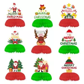 9 шт. Винтажные рождественские соты, центральные украшения, Санта-Клаус, снеговик, олень, рождественские праздничные украшения стола, Navidad Noel One Size