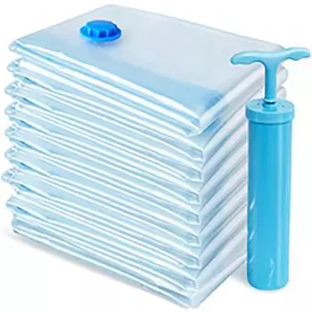 9 шт. вакуумных мешков для хранения, экономящих место мешков для одеял, одежды, подушек, постельного белья, одеял, двойной застежки-молнии и клапан для защиты от утечек 9pcs