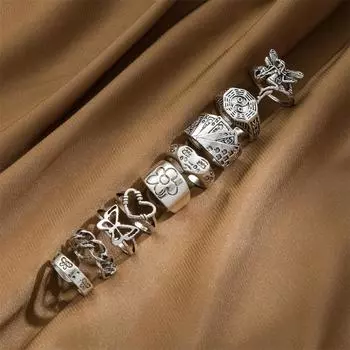 9 шт., винтажные готические бабочки, угловые цветочные кольца, набор для женщин, ретро, индивидуальное кольцо на палец, подарки