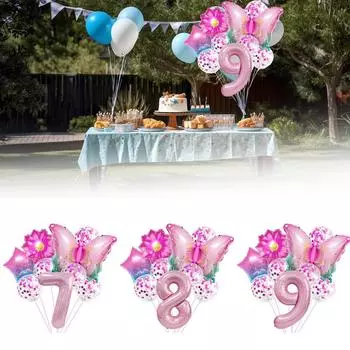 9 шт. воздушных шаров-бабочек 32-дюймовые фольгированные воздушные шары-бабочки для украшения вечеринки по случаю дня рождения градиентно-розового цвета