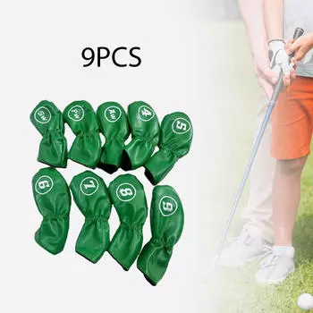 9 шт., железные головные уборы для гольфа, клубные головные уборы, легкие, с мягкой подкладкой, износостойкие зелёный