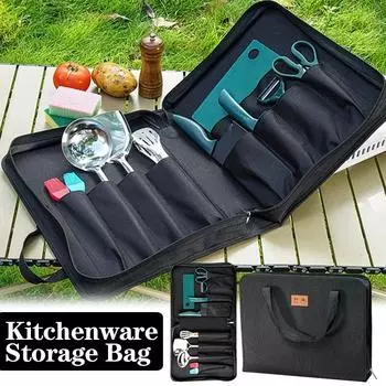 9-слотовая сумка для ножей шеф-повара, портативная профессиональная кухонная утварь, ножи, чехол для переноски, школьный, походный, карманный нож для кемпинга чёрный