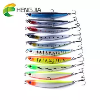 9 см/8,2 г воблер Hengjia, АБС-пластик, карандаш, приманка для рыбалки с тройными крючками из углеродистой стали, 5 шт./лот 5pc sent as picture