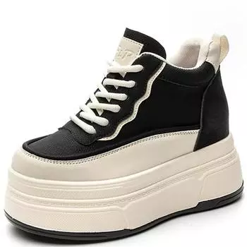 9 см кроссовки из натуральной кожи на платформе обувь осень новинка спорт и отдых высокая обувь на толстой подошве женская обувь на платформе тренд 35