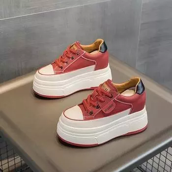 9 см натуральная кожа платформа кроссовки танкетка обувь для женщин дышащие кроссовки осенняя повседневная обувь скрытый каблук zapatillas mujer 33