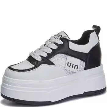 9 см натуральная кожа женские весенние кроссовки на танкетке на платформе осенние массивные удобные туфли на каблуках женские модные дышащие женские 34