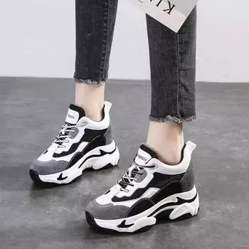 9 см толстая подошва, увеличивающая рост, женская повседневная обувь на танкетке из натуральной кожи, женская мода, скрытые каблуки, женская обувь на толстой подошве 34