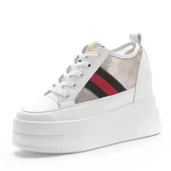 9 см женские туфли массивные кроссовки с воздушной сеткой ажурные из натуральной кожи белые туфли на танкетке туфли-лодочки на платформе каблук Mujer Bombas 34 белый