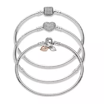 9 стилей, классические браслеты из стерлингового серебра 925 пробы, оригинальные 3 мм, браслеты из бисера, ювелирные изделия «сделай сам», модный женский подарок 19cm